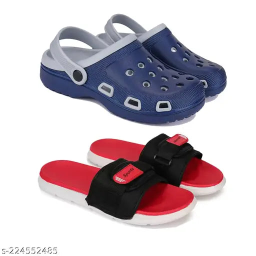 Waterproof EVA slippers, colorblocked net design for boys' daily wear. Breathable, shock-absorbent Bersache Chappal for comfortable walks." (103 characters)