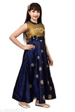 Silk blend embroidered net party dress for cute girls, sleeveless and 3-4 years size