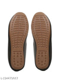 Black synthetic loafer for women's bellies, textured design with closed back detail, trendy casual footwear by NIKACHU (size: IND-4, IND-7)