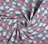 Glace cotton, fitted grey double bedsheet with floral pattern & 2 pillow covers for summer, ideal for adults (78x72 inches)