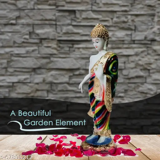 Resin and marble dust Buddha statue, 10cm x 38cm, ideal for living room showpiece as Christmas or housewarming gift
