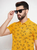 Men's cotton blend polo T-shirt with printed design, ideal for casual wear. XL (Chest: 45in, Length: 28in) & XXL (Chest: 47in, Length: 29in). Made in India