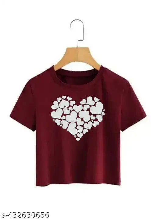 Heart printed lycra crop top for women and girls, Indian origin