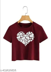 Heart printed lycra crop top for women and girls, Indian origin