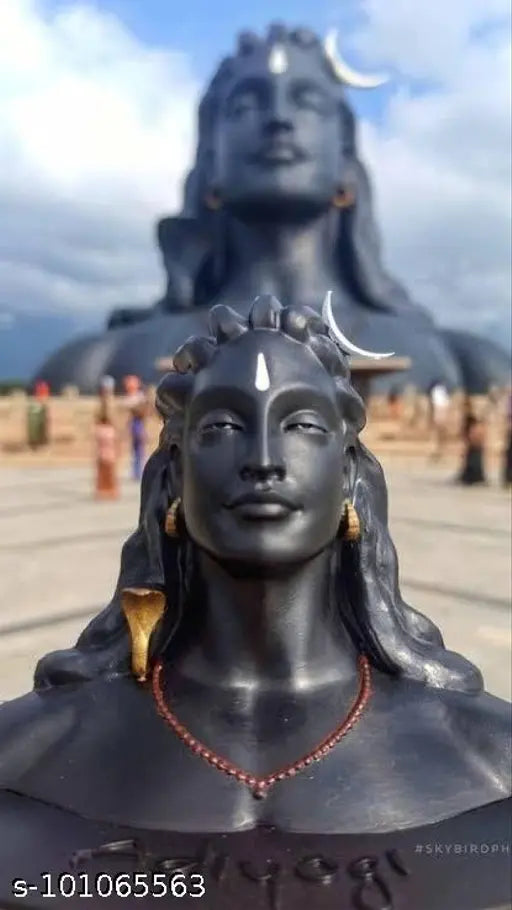 Miniature Adiyogi statue with 5 Mukhi Rudraksha Mala - Hindu religious idol, symbolizing spiritual growth, crafted in India
