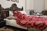 Indian-made printed AC double bed size super soft kambal dohar, features ethnic motifs, free size (108in x 85in)