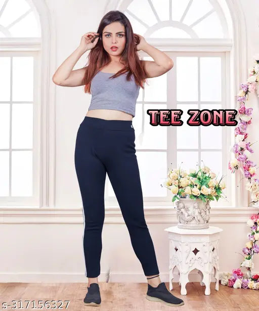 Striped Lycra jeggings for women, high waist, ankle length, skinny fit, gym outfit, stretchable workout pants, India