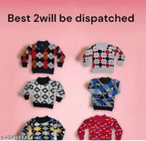 Kids stylish semi-wool sweatshirt set (pack of 2), woolen with printed patterns for kids aged 0-6 years, made in India
