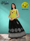 Trendy elegant cotton-crepe top & bottom sets for women, sleeveless, sizes M-6XL, Indian origin