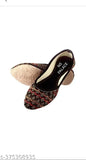 Embellished velvet ballerinas with ankle loop, fashionable belly dance shoes - India sizes: IND-4 to IND-9