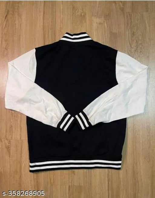 Fleece, solid-patterned unisex Varsity jacket from India - XS to XXXL sizes available