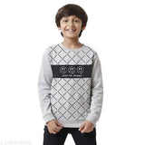 Cotton blend kids sweatshirt with printed net design, long sleeves, suitable for ages 3-4 years