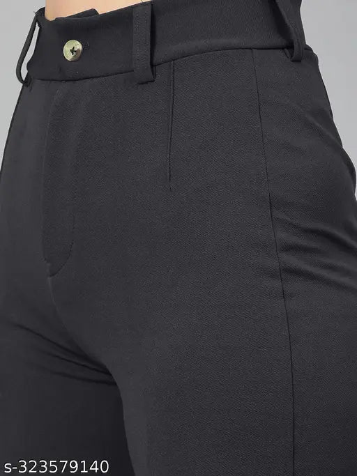 Comfy cotton-blend trousers for women, solid net, belt loop waistband