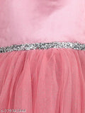 Dusty rose net party dress for kids, embellished toy balloon design, short sleeves, suitable for 1-2 years or 2-3 years