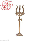 Handmade brass Shivling Idol, 3 statues with Trishul and Nag, decorative Hindu God figurine, 8 cm x 8 cm x 5 cm, Shiva statue for spiritual or thankful gifting