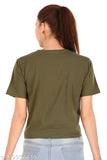 Cotton printed round neck half sleeve crop T-shirt in vibrant design, perfect for women's casual style