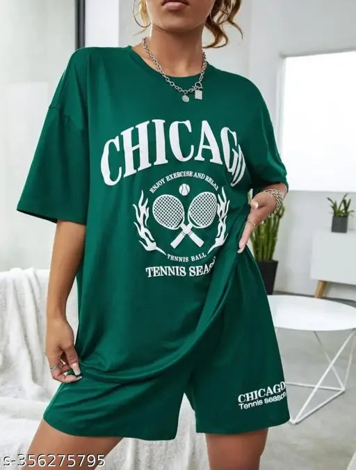 Loose fit cotton nightsuit with printed pattern, suitable for casual wear or special occasions. Made in India." (125 characters)