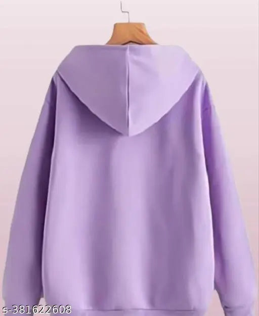 Fleece long sleeves hoodie with stylish cat prints, women's solid color hoodie from India