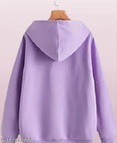 Fleece long sleeves hoodie with stylish cat prints, women's solid color hoodie from India