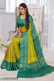 Chiffon Brasso printed saree, free size Indian georgette saree with matching running blouse and same-pattern border