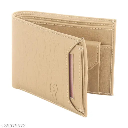 Faux leather wallet with 5 compartments, detachable card slot and coin pocket - modern men's design