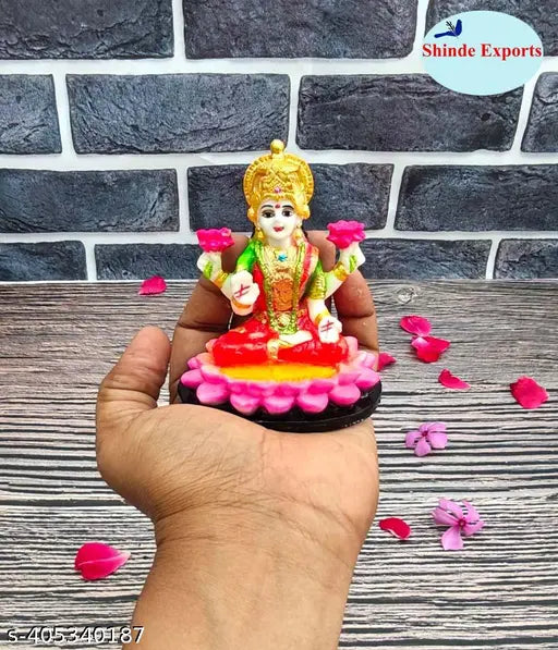 Marble Laxmi Devi statue, 9.5cm H x 8cm W x 6cm D, perfect for home Pooja and gifting, Indian origin