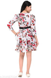 Multicolor tiger print crepe dress for girls' summer wear, ages 8-15 years, India origin