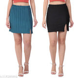Women's crepe pleated mini skirts pack of 2, solid pattern, stylish Western fashion for sizes 28, 30, and 32 (India origin)