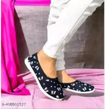 Synthetic leather printed casual bellie for women, lightweight slip-on flats with open toe style, India origin
