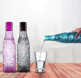 Icelandic 6-pack unbreakable plastic 1 liter mosaic fridge water bottles, crystal clear, wide mouth, firm grip, freezer safe & leak proof