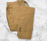 Beige cotton women's pants, golden color, solid pattern, Indian-made