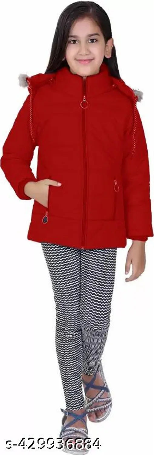 Trendy polyester casual jacket for girls, vibrant colors, suitable for parties or photoshoots, great gift for baby shows. Made in India