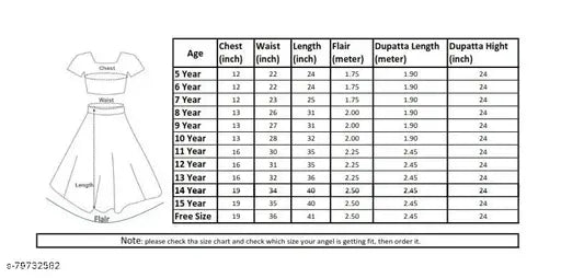 Soft Silk Banarasi Lehenga-Choli Collection, heavy jacquard silk with cancan & canvas, semi-stitched lehenga, stitched blouse, dupatta approx. 2.30 meters (with tussle), suitable for ages 5-16 and free size, machine washable, Indian origin