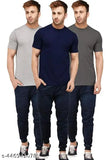 Stylish cotton short-sleeve men's T-shirt combo of 3 - Solid colors, sizes S-XL from India
