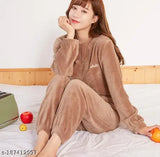 Soft wool night suit for winters, trendy and comfortable women's pyjamas in solid color, luxury winter essential from Trendzilla India
