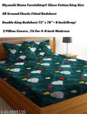 Glace cotton elastic double bedsheet with 2 pillow covers, ideal for summer, fits up to 9-inch mattresses (NEW TOWN Trendy)
