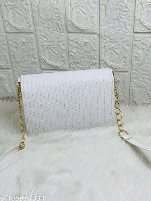 Synthetic striped net free-size two-way carry sling bag for women, ideal for everyday use