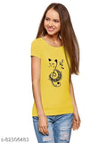 Women's graphic print cotton blend short sleeves t-shirt, vibrant design for everyday wear