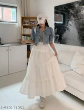 Beautiful rayon long skirt for girls & women, solid net design in various sizes