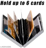 Stainless steel 6-slot credit card holder (silver), slim RFID blocking for debit cards and IDs, durable accessory for men or women