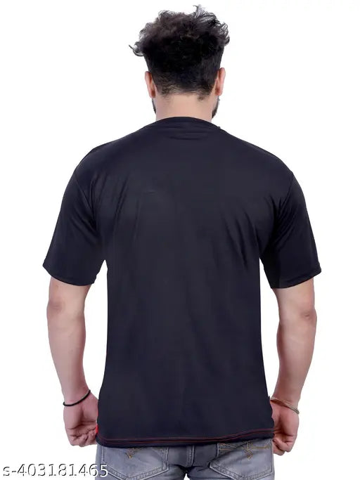 Multicolor print polyester men's solid round neck t-shirts in M, L, XL, XXL from India