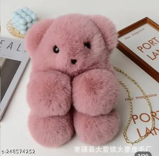 Synthetic fur fluffy bunny sling bag, casual accessory for women and girls
