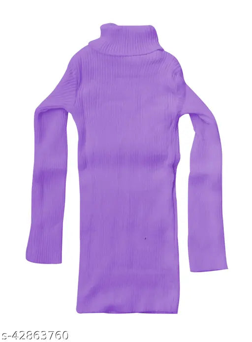 Woolen KAVYA Girls High Neck Full Sleeve Skivvy for Winter Pack of 4 - Comfortable warm pullover tops for kids ages 1-16, made in India