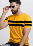 Striped cotton half-sleeve round neck T-shirt, new and classical design - available in sizes S, M, L (36", 38", 41")