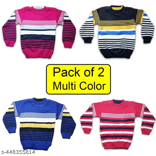 Woolen colorblocked sweaters for kids (2Pcs), 3-4 years, 4-5 years, and 5-6 years. Affordable Teshio style from India