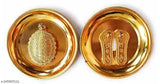 Brass Feng Shui Tortoise on Plate, Vastu kachua Yantra for good luck decorative showpiece, Indian-made God idol, 0.5ft dimensions