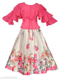 Blue silk blend lehenga choli with short sleeves for kids aged 3-7, Indian traditional wear