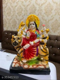 Marble-look Durga Mata statue, multicolor poly resin handicraft showpiece (16cm) for Pooja Mandir or table decor