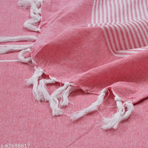 Pink Rose Handloom Cotton Double Bed Sheet & Pillow Covers, breathable & durable for summer