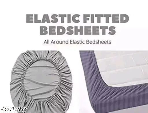 White floral glace cotton elastic bedsheet with pillow cover, ideal for summer, made in India